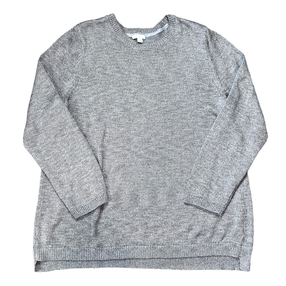 J. Jill Womens Crew Neck gray/silver sparkle sweater - XL